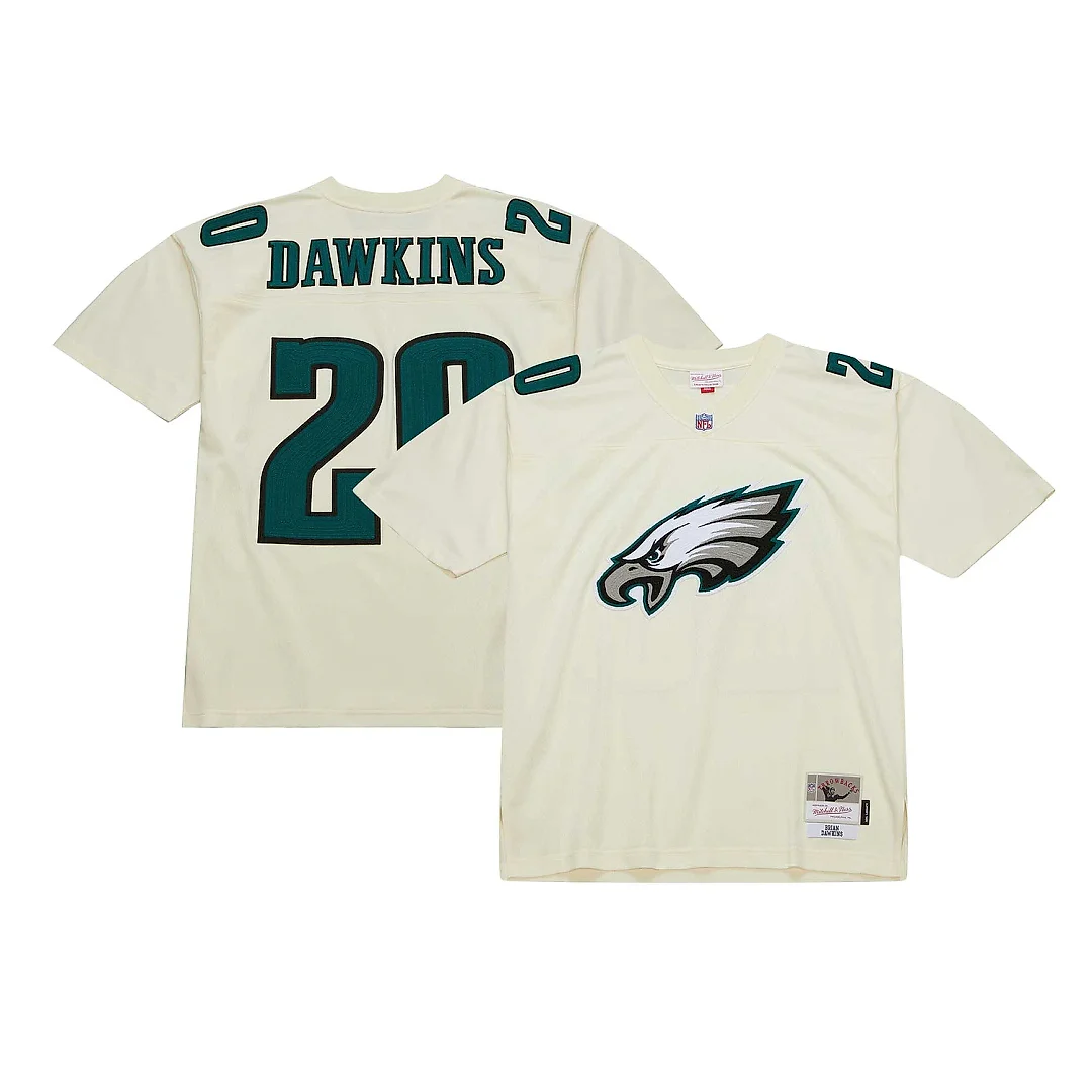 Zennovawear Men's Philadelphia Eagles Brian Dawkins Mitchell & Ness Cream Chainstitch Legacy Jersey