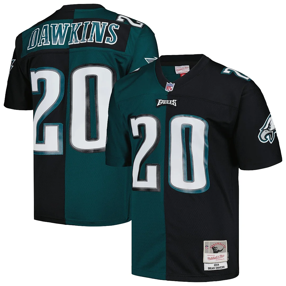 Zennovawear Men's Philadelphia Eagles Brian Dawkins Mitchell & Ness Midnight Green/Black 2004 Split Legacy Jersey