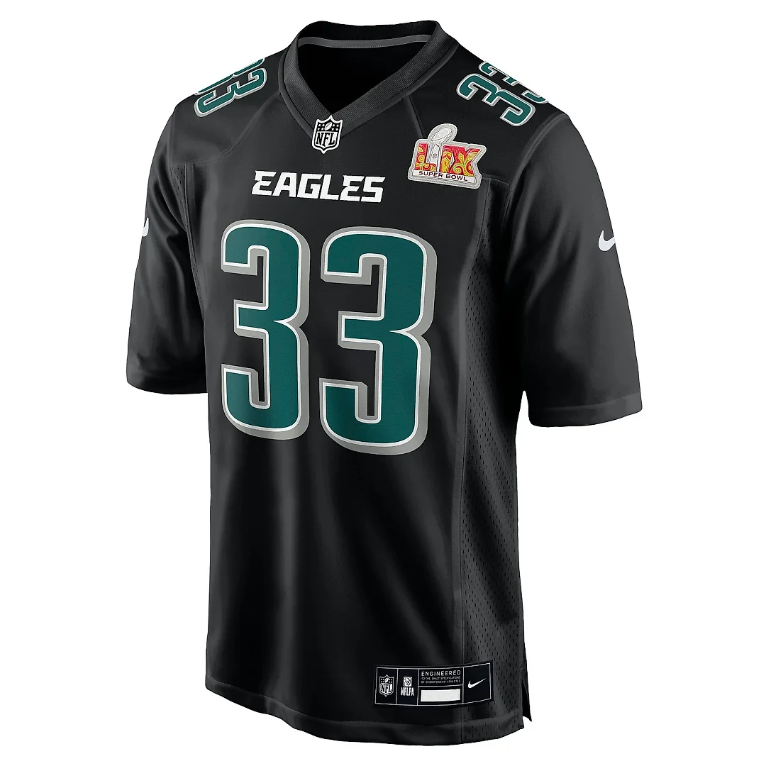 Zennovawear Men's Philadelphia Eagles Cooper DeJean Carbon Black Super Bowl LIX Fashion Game Player Jersey