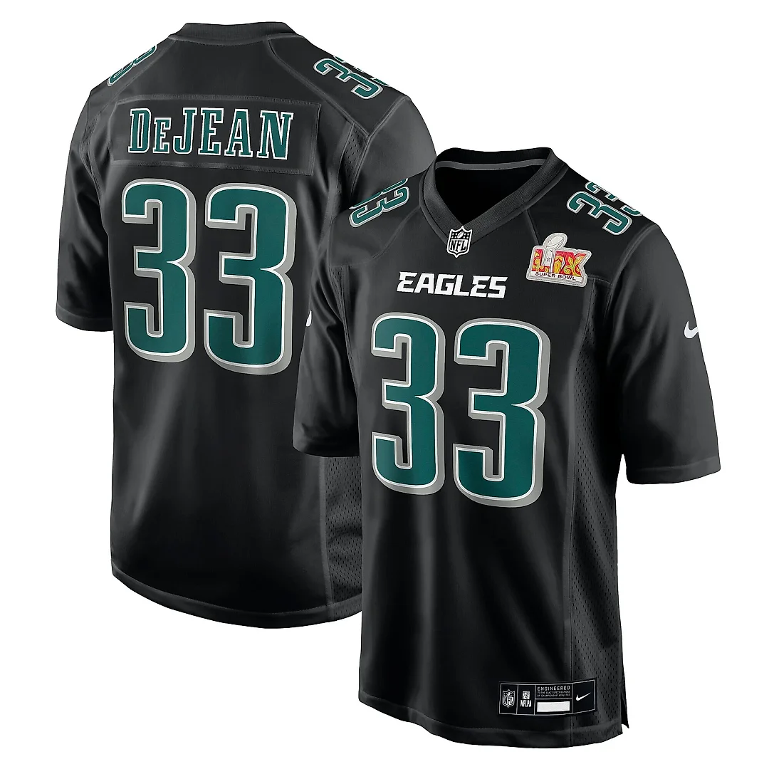 Zennovawear Men's Philadelphia Eagles Cooper DeJean Carbon Black Super Bowl LIX Fashion Game Player Jersey
