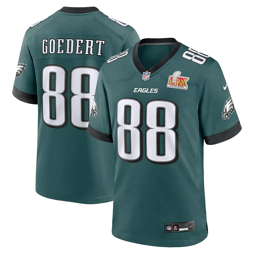 Zennovawear Men's Philadelphia Eagles Dallas Goedert Midnight Green Super Bowl LIX Game Player Jersey