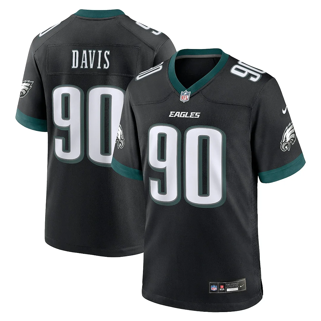 Zennovawear Men's Philadelphia Eagles Davis Black Alternate Game Jersey