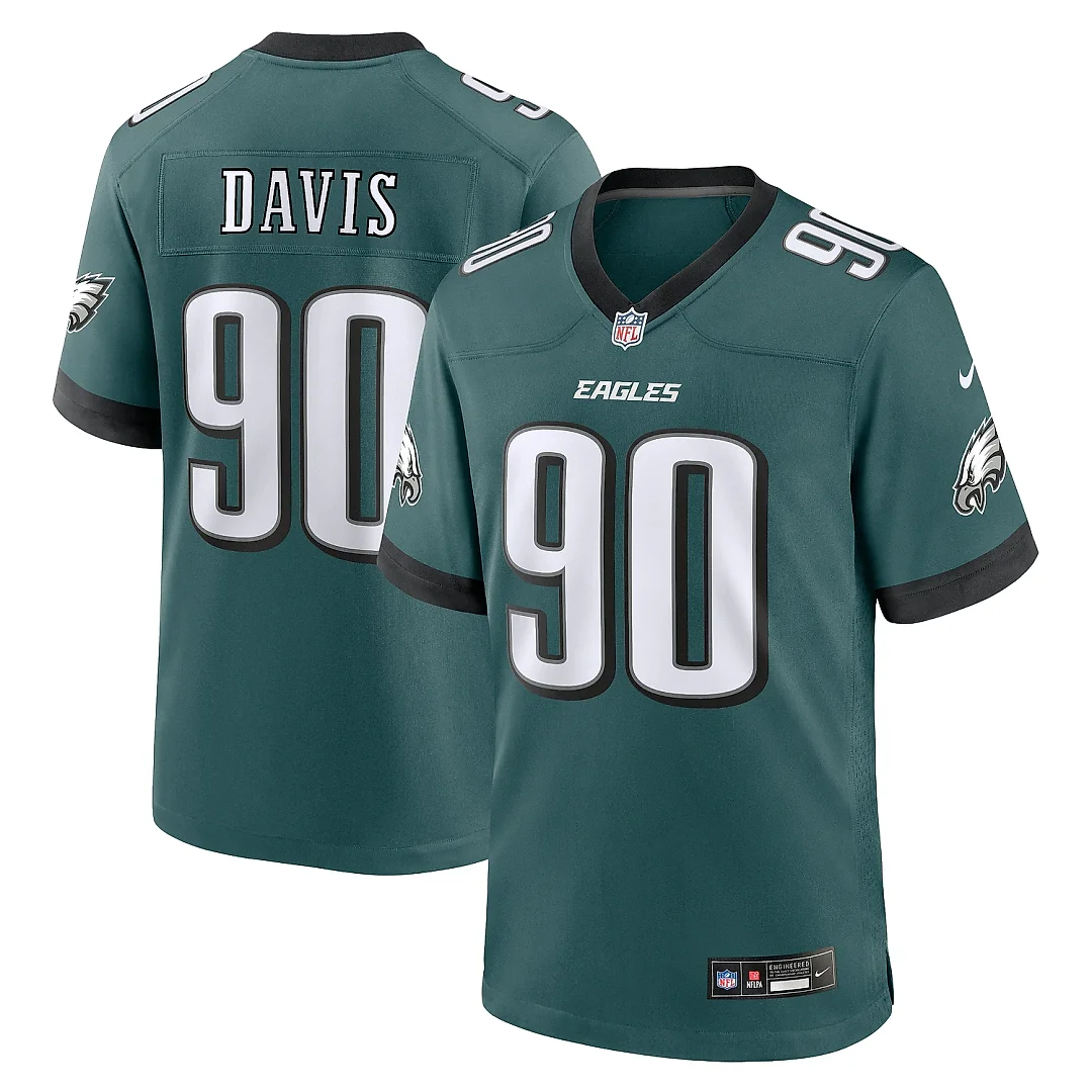 Zennovawear Men's Philadelphia Eagles Davis Midnight Green Team Game Jersey