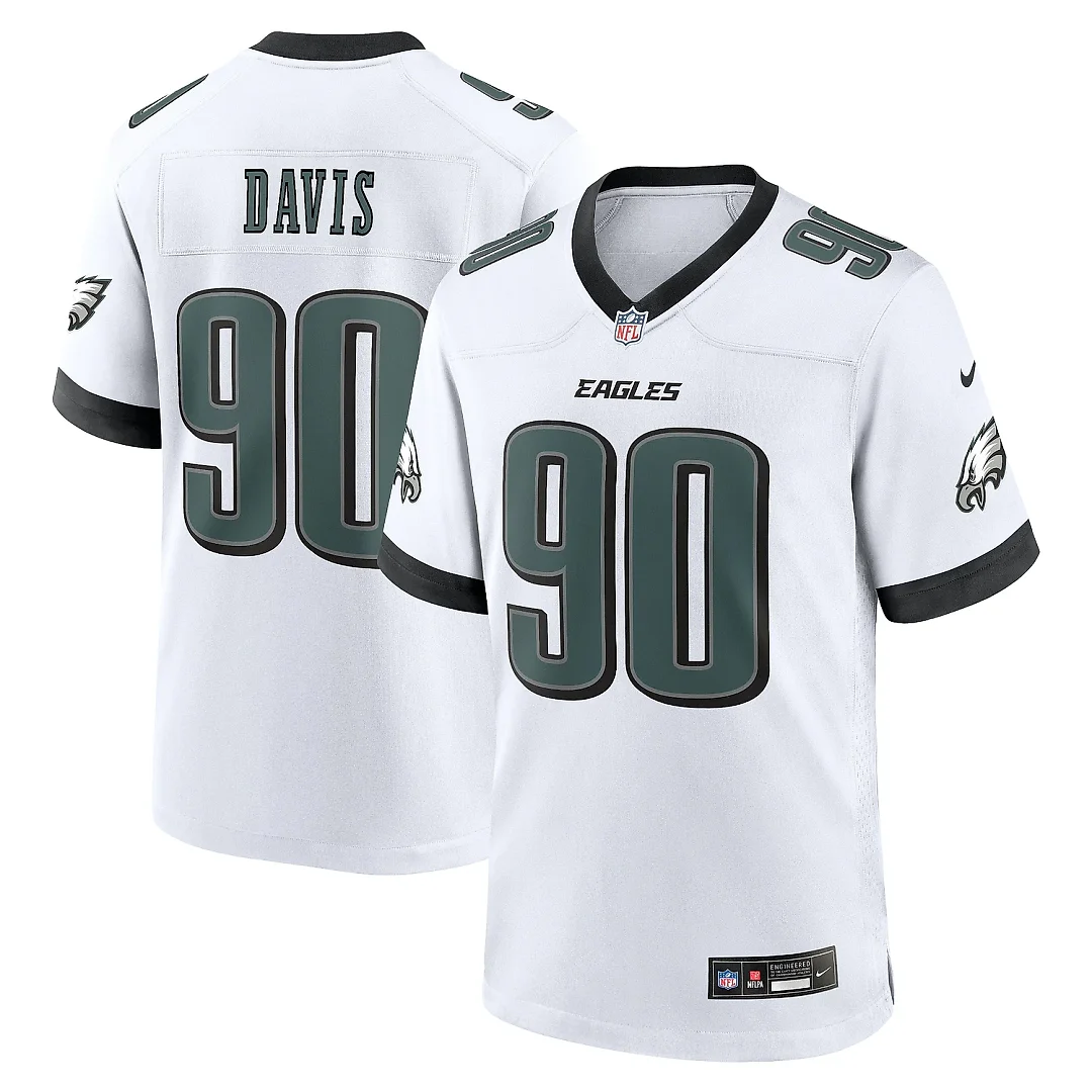 Zennovawear Men's Philadelphia Eagles Davis White White Game Jersey