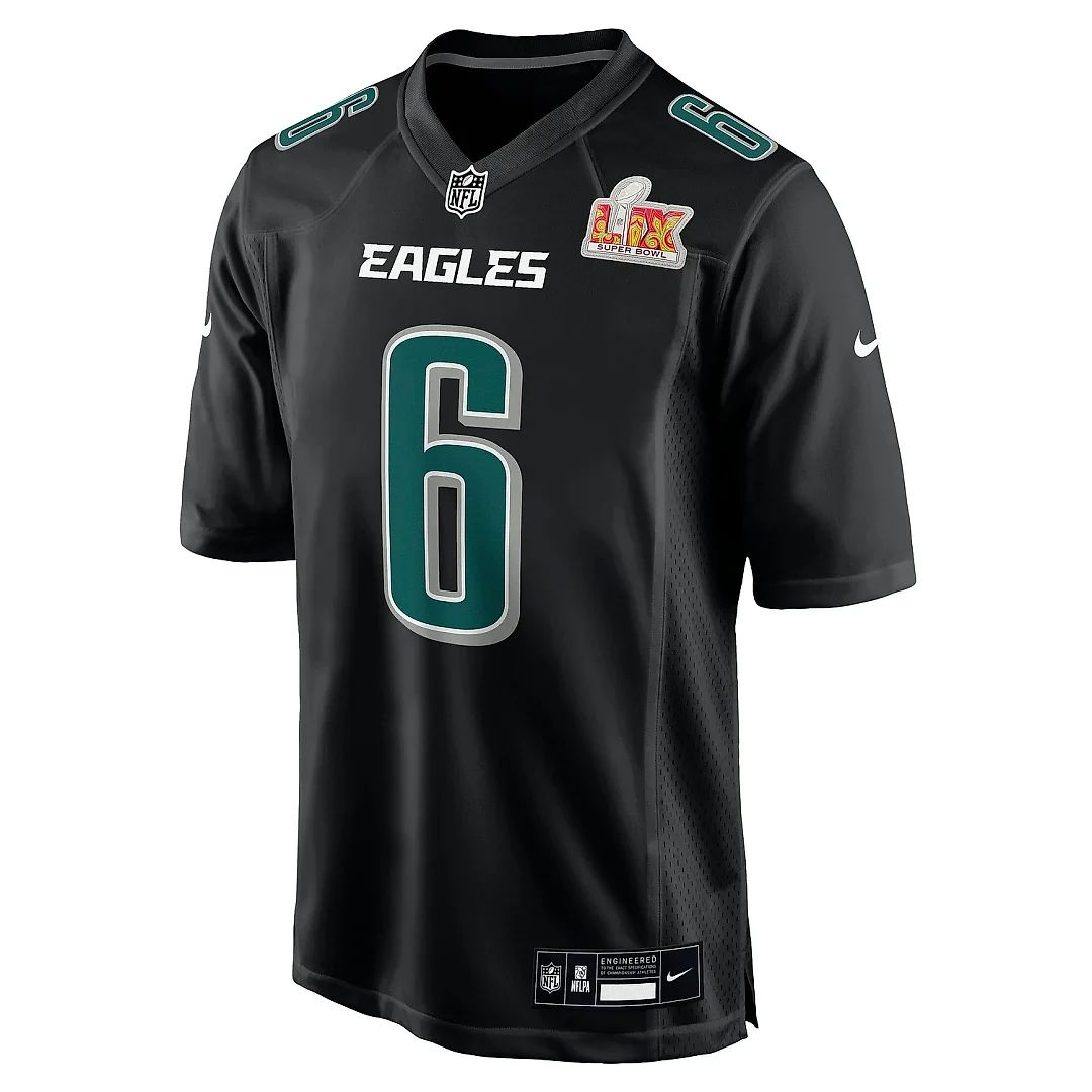 Zennovawear Men's Philadelphia Eagles DeVonta Smith Carbon Black Super Bowl LIX Fashion Game Player Jersey