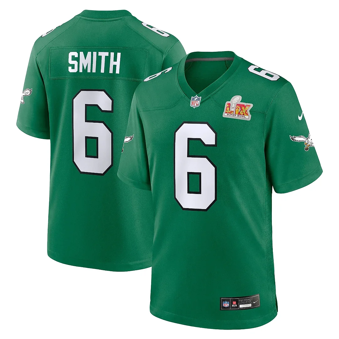 Zennovawear Men's Philadelphia Eagles DeVonta Smith Kelly Green Super Bowl LIX 2nd Alternate Game Jersey