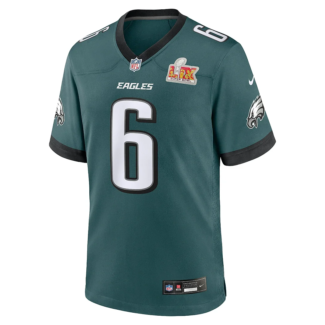 Zennovawear Men's Philadelphia Eagles DeVonta Smith Midnight Green Super Bowl LIX Game Player Jersey