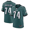 Zennovawear Men's Philadelphia Eagles Fred Johnson Midnight Green Team Game Jersey
