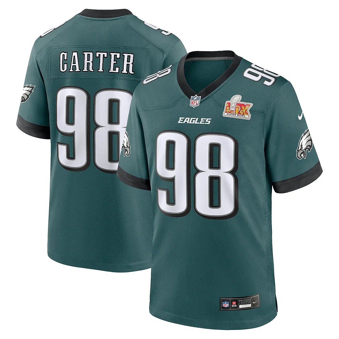 Zennovawear Men's Philadelphia Eagles Jalen Carter Midnight Green Super Bowl LIX Game Player Jersey
