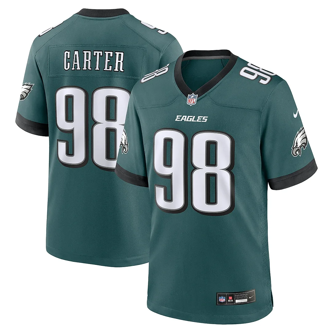 Zennovawear Men's Philadelphia Eagles Jalen Carter Midnight Green Team Game Jersey