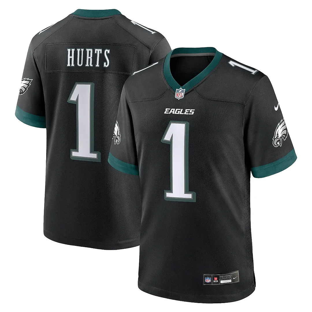 Zennovawear Men's Philadelphia Eagles Jalen Hurts Black Alternate Game Jersey