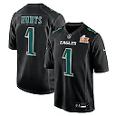 Zennovawear Men's Philadelphia Eagles Jalen Hurts Carbon Black Super Bowl LIX Fashion Game Player Jersey