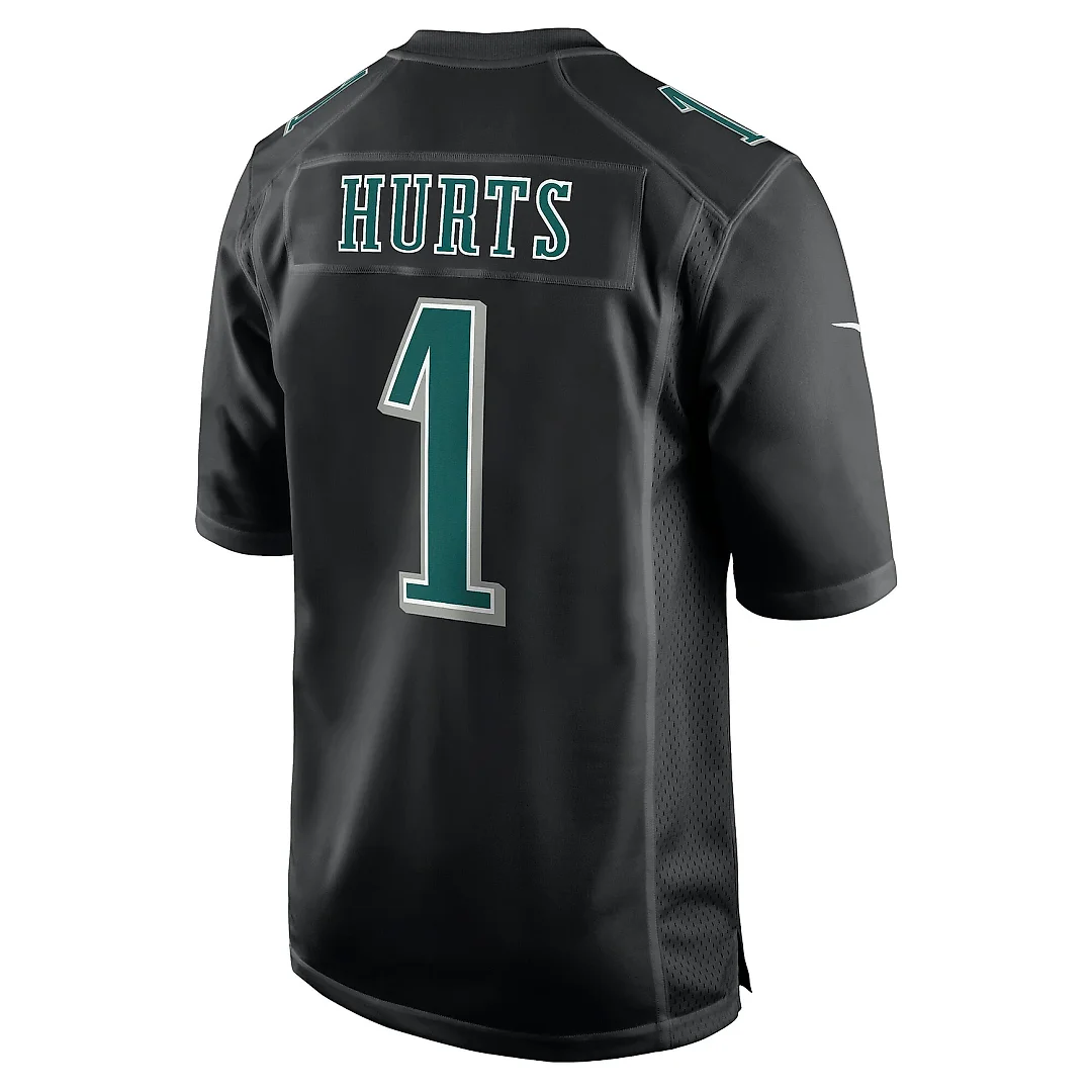 Zennovawear Men's Philadelphia Eagles Jalen Hurts Carbon Black Super Bowl LIX Fashion Game Player Jersey