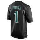 Zennovawear Men's Philadelphia Eagles Jalen Hurts Carbon Black Super Bowl LIX Fashion Game Player Jersey
