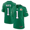 Zennovawear Men's Philadelphia Eagles Jalen Hurts Kelly Green Super Bowl LIX 2nd Alternate Game Jersey