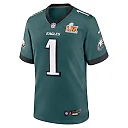Zennovawear Men's Philadelphia Eagles Jalen Hurts Midnight Green Super Bowl LIX Game Player Jersey