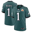 Zennovawear Men's Philadelphia Eagles Jalen Hurts Midnight Green Super Bowl LIX Game Player Jersey