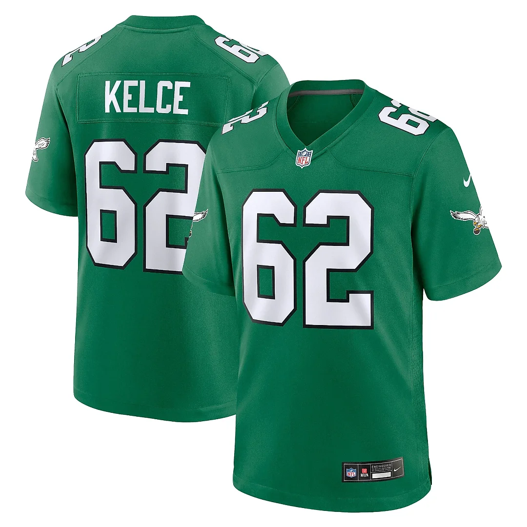 Zennovawear Men's Philadelphia Eagles Jason Kelce Kelly Green Alternate Game Player Jersey