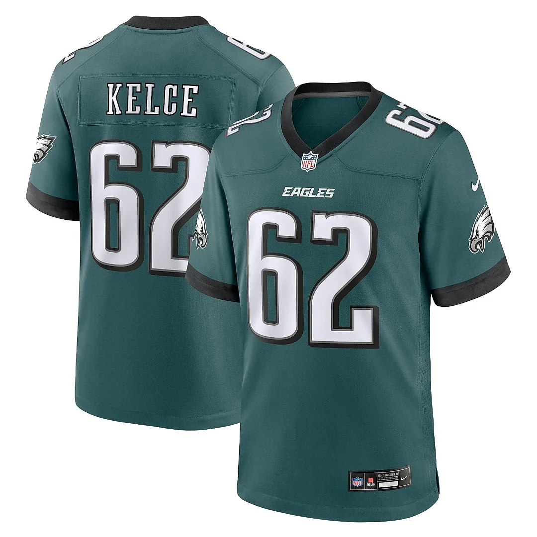 Zennovawear Men's Philadelphia Eagles Jason Kelce Midnight Green Team Game Jersey