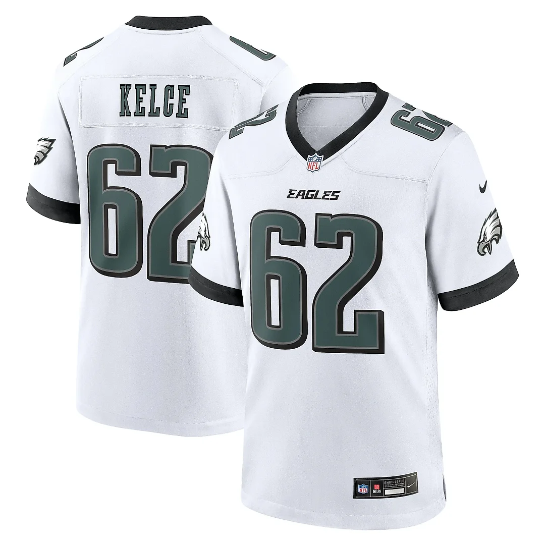 Zennovawear Men's Philadelphia Eagles Jason Kelce White White Game Jersey