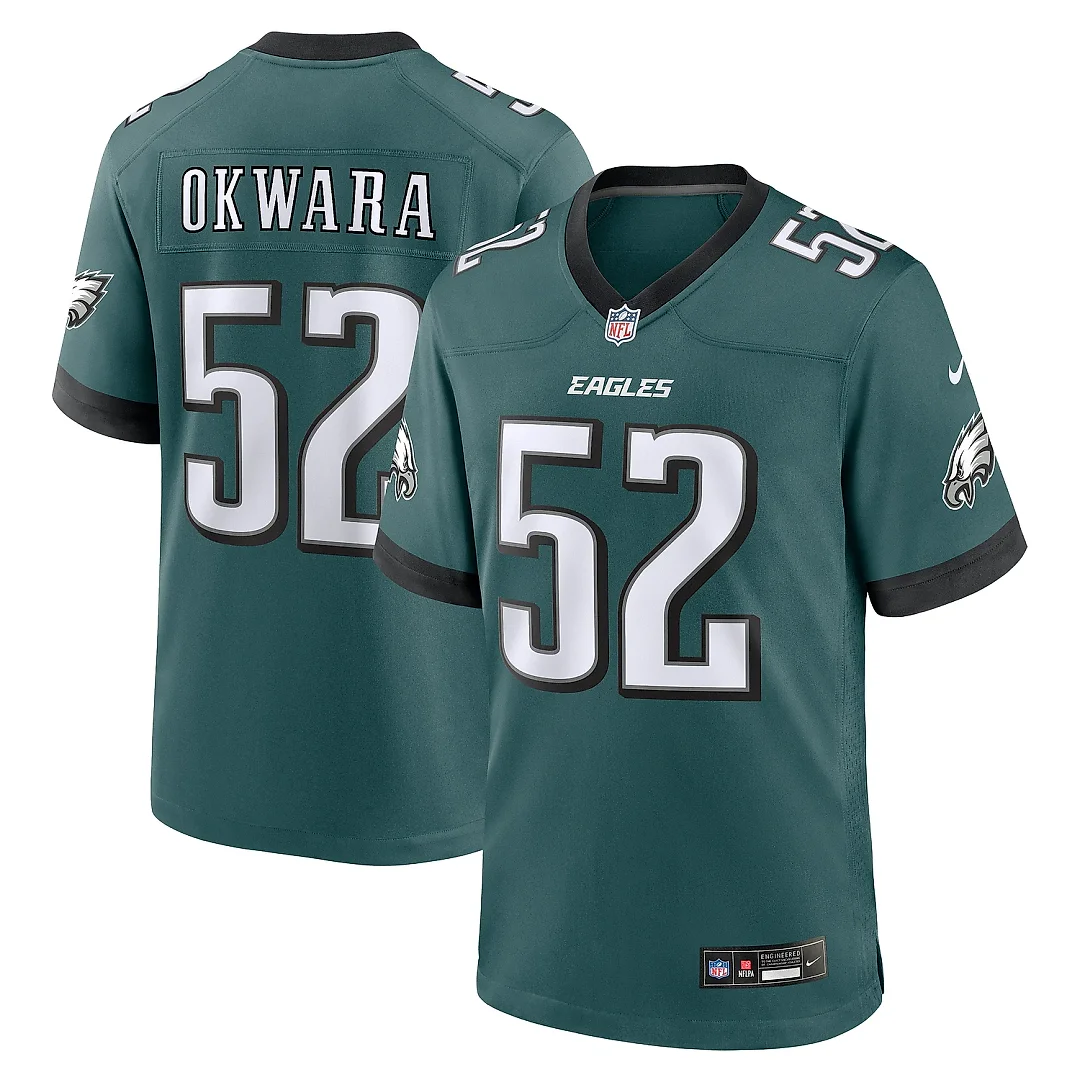 Zennovawear Men's Philadelphia Eagles Julian Okwara Midnight Green Game Jersey