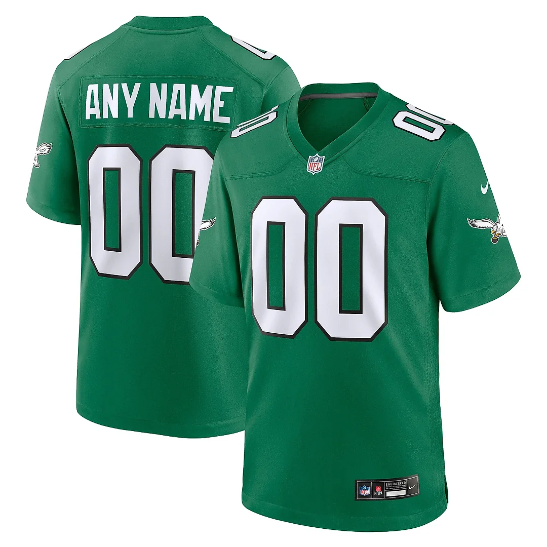 Zennovawear Men's Philadelphia Eagles Kelly Green Alternate Custom Game Jersey