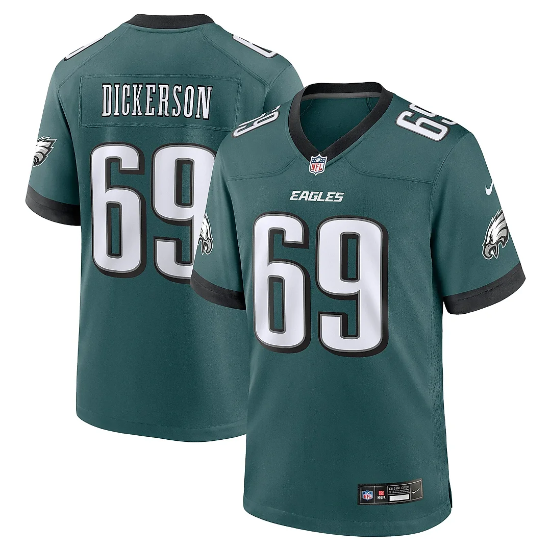 Zennovawear Men's Philadelphia Eagles Landon Dickerson Midnight Green Team Game Jersey