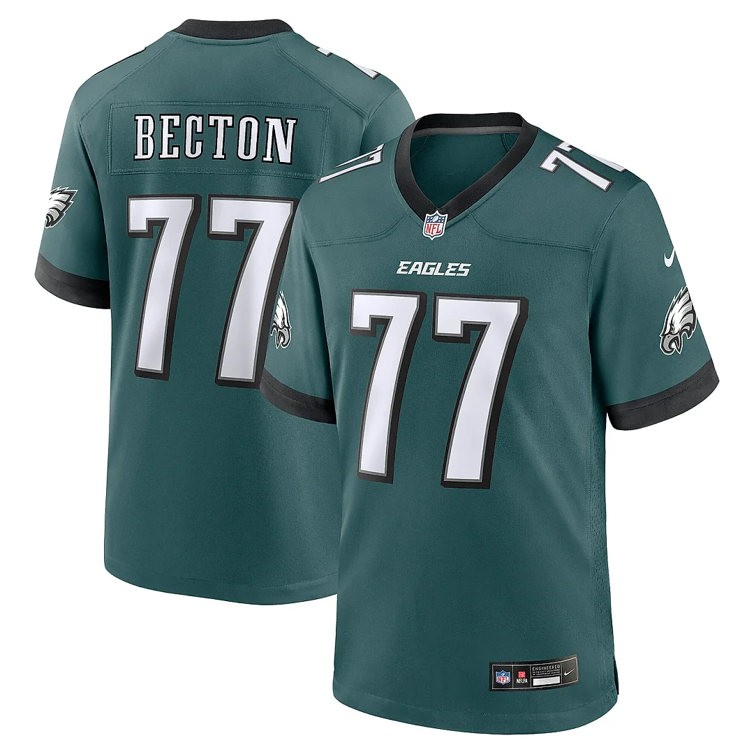 Zennovawear Men's Philadelphia Eagles Mekhi Becton Midnight Green Team Game Jersey