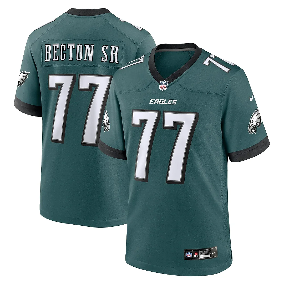 Zennovawear Men's Philadelphia Eagles Mekhi Becton Sr. Midnight Green Game Jersey