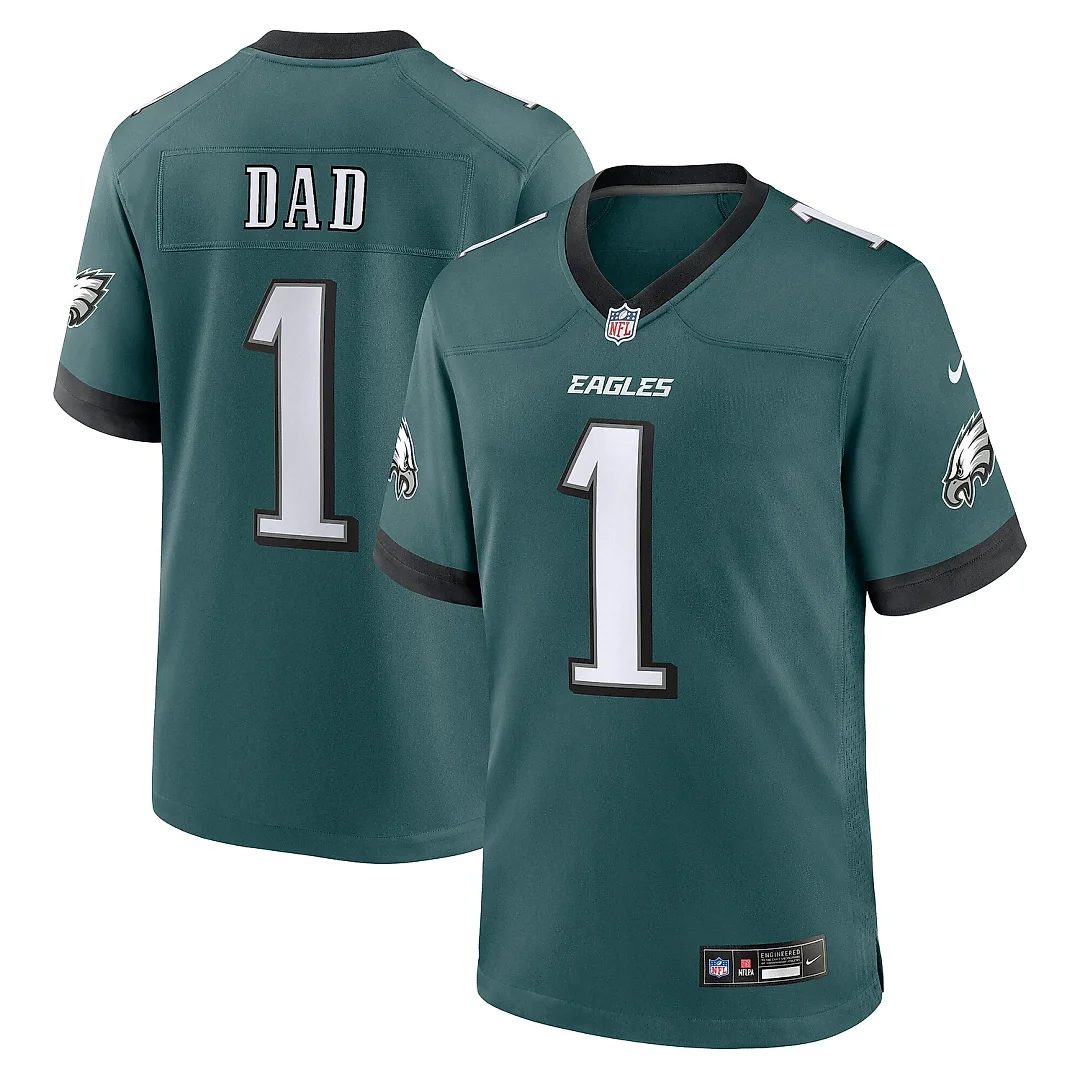 Zennovawear Men's Philadelphia Eagles Midnight Green 1 Dad Game Jersey