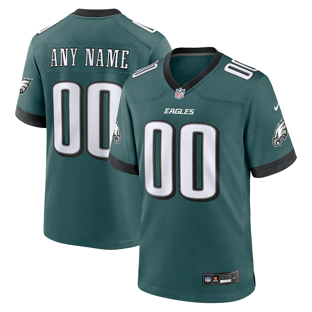 Zennovawear Men's Philadelphia Eagles Midnight Green Custom Game Jersey