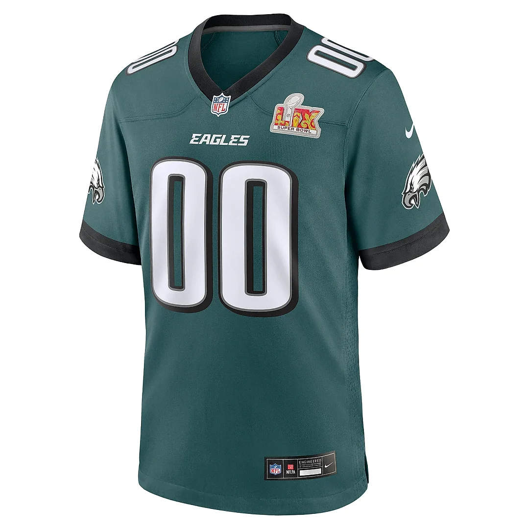 Zennovawear Men's Philadelphia Eagles Midnight Green Super Bowl LIX Custom Game Jersey