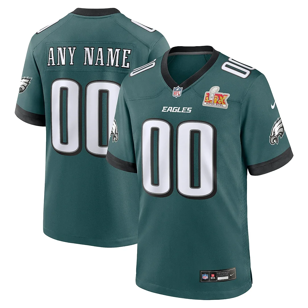 Zennovawear Men's Philadelphia Eagles Midnight Green Super Bowl LIX Custom Game Jersey