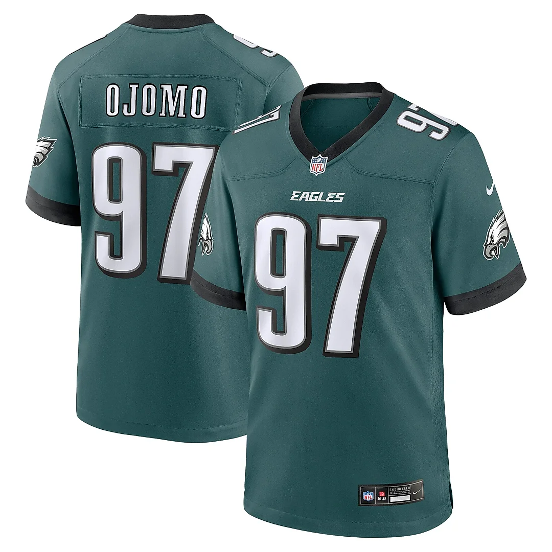 Zennovawear Men's Philadelphia Eagles Moro Ojomo Midnight Green Team Game Jersey