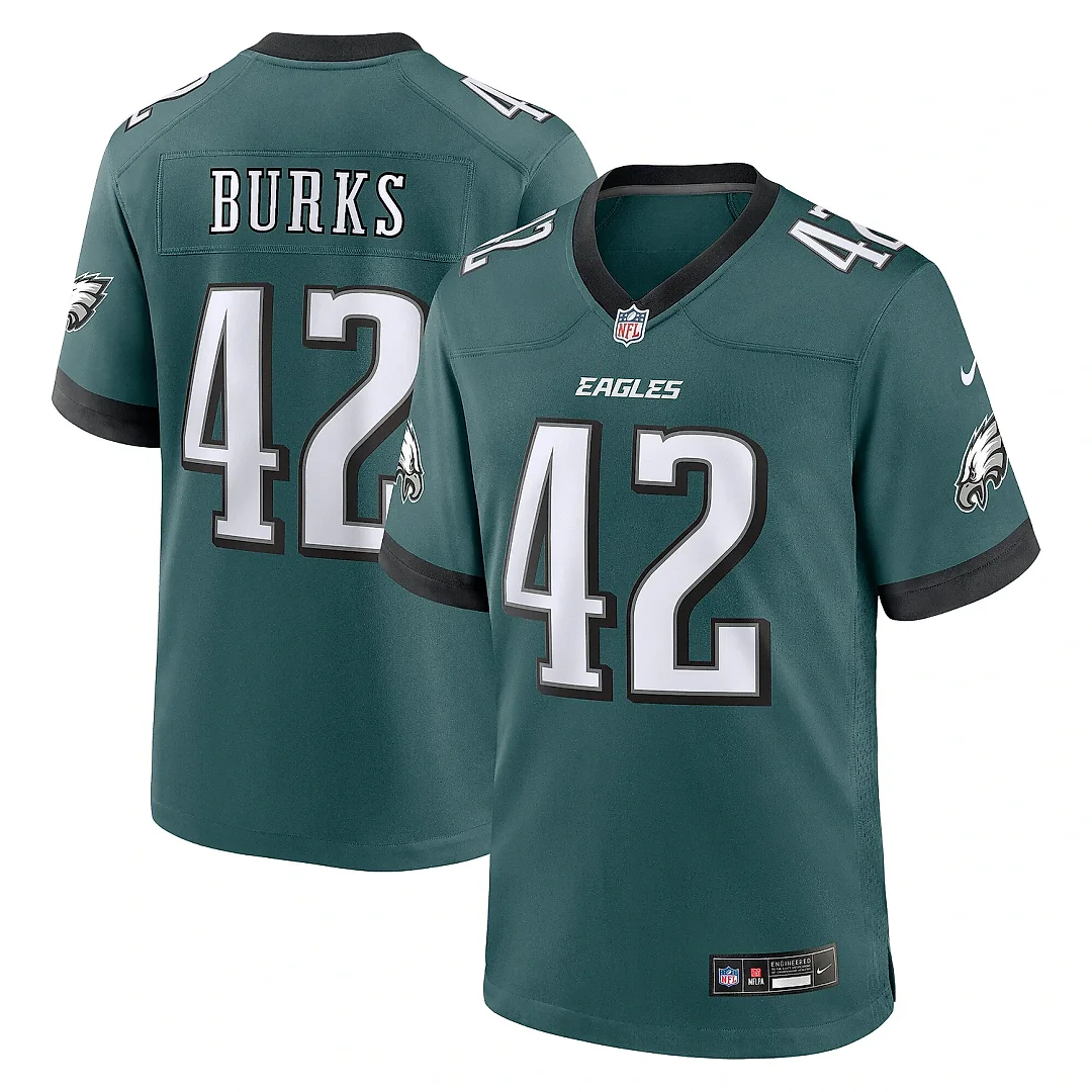 Zennovawear Men's Philadelphia Eagles Oren Burks Midnight Green Game Jersey