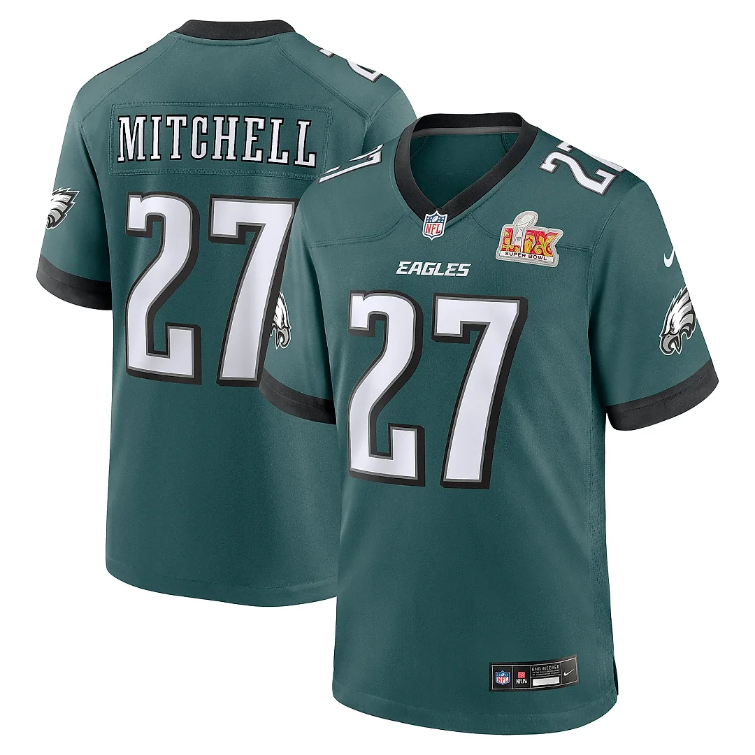 Zennovawear Men's Philadelphia Eagles Quinyon Mitchell Midnight Green Super Bowl LIX Game Player Jersey