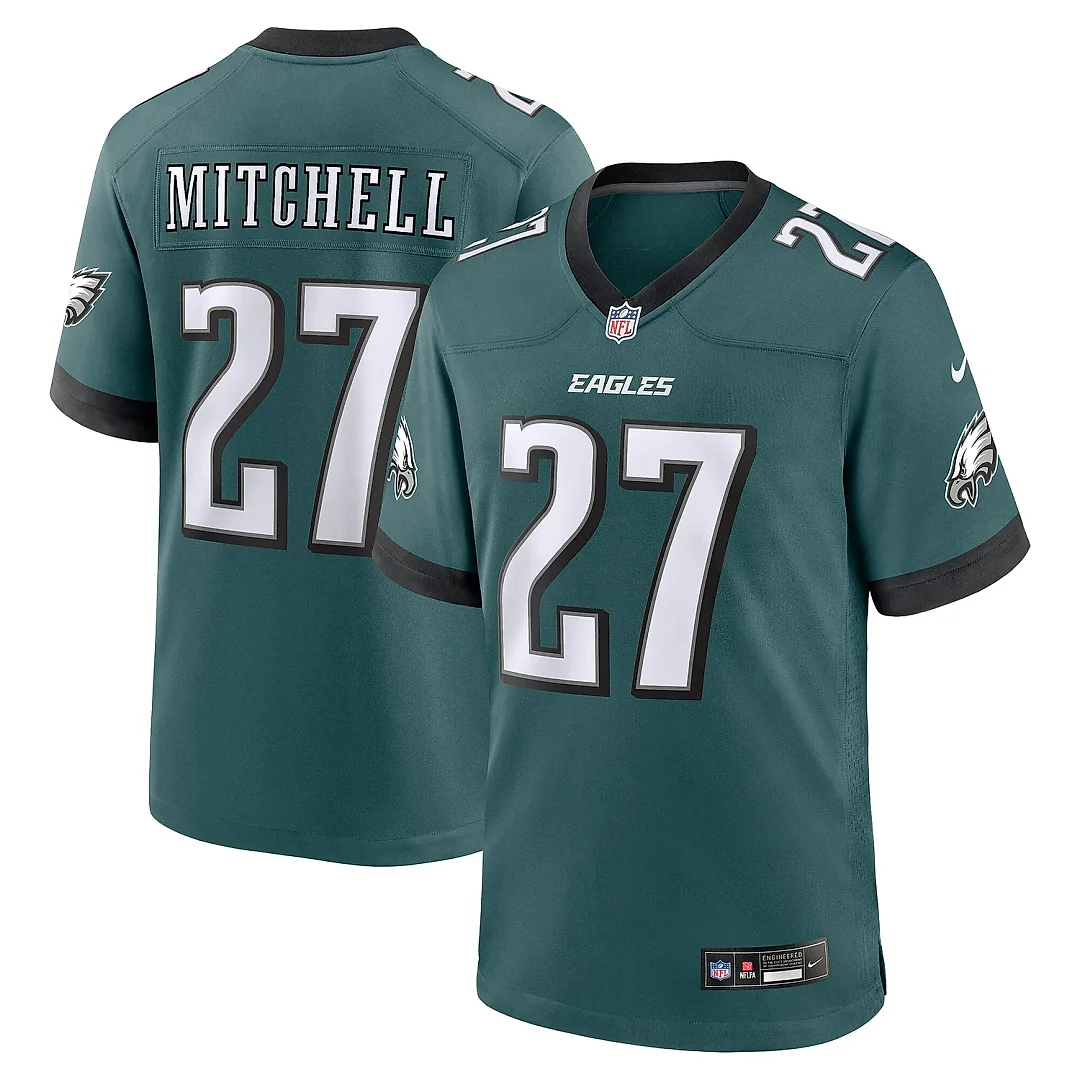 Zennovawear Men's Philadelphia Eagles Quinyon Mitchell Midnight Green Team Game Jersey