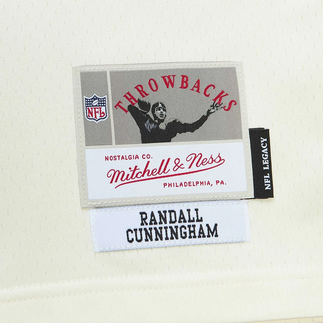 Zennovawear Men's Philadelphia Eagles Randall Cunningham Mitchell & Ness Cream Chainstitch Legacy Jersey