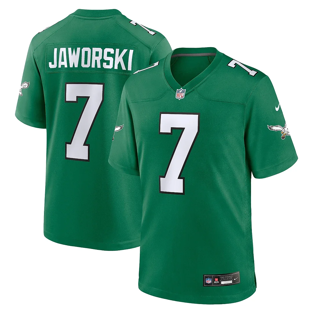Zennovawear Men's Philadelphia Eagles Ron Jaworski Kelly Green Alternate Game Jersey