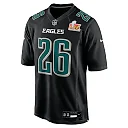 Zennovawear Men's Philadelphia Eagles Saquon Barkley Carbon Black Super Bowl LIX Fashion Game Player Jersey