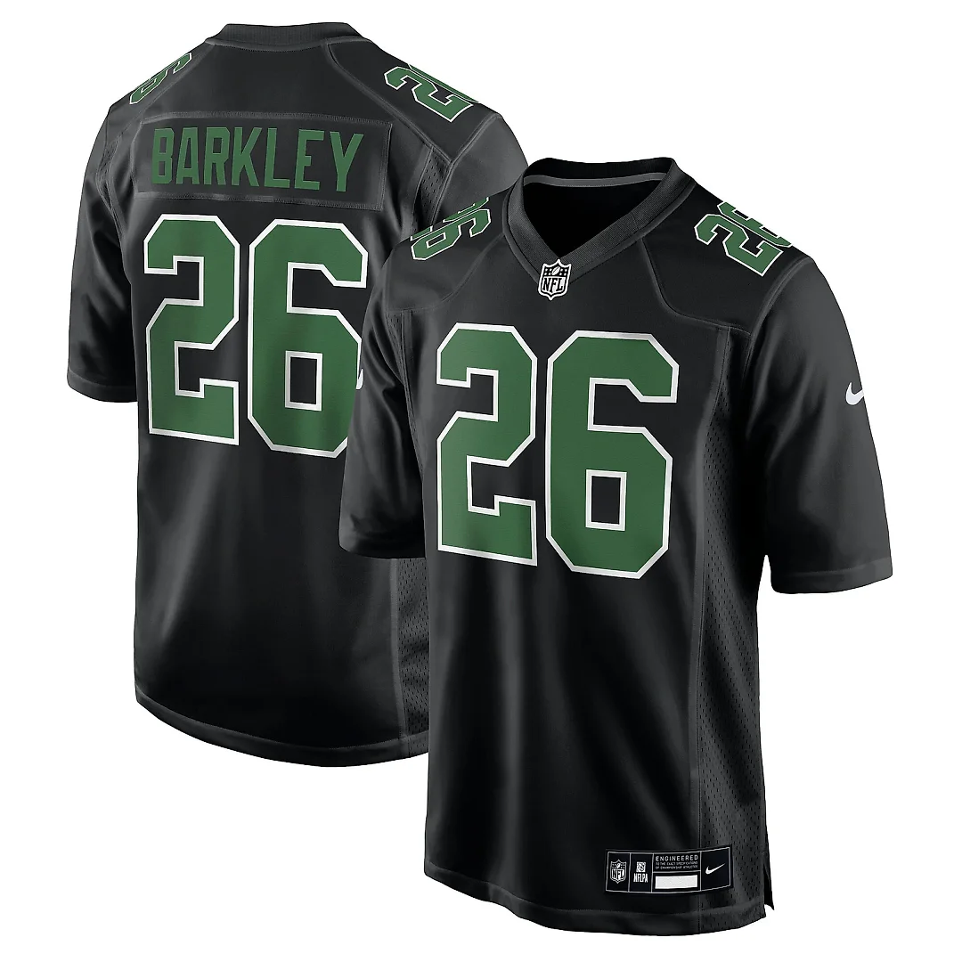 Zennovawear Men's Philadelphia Eagles Saquon Barkley Carbon Black/Kelly Green Fashion Game Jersey