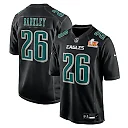 Zennovawear Men's Philadelphia Eagles Saquon Barkley Carbon Black Super Bowl LIX Fashion Game Player Jersey