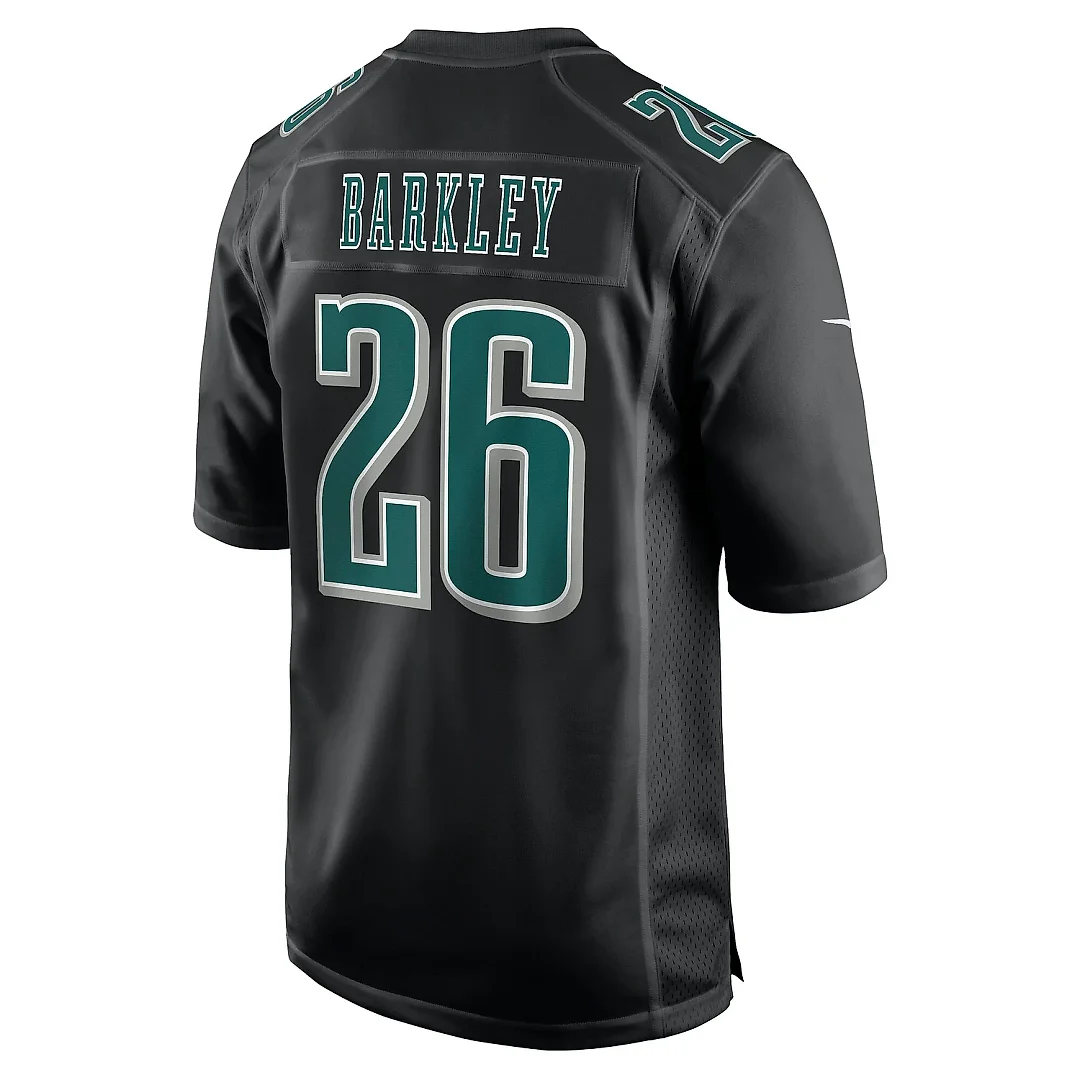 Zennovawear Men's Philadelphia Eagles Saquon Barkley Carbon Black Super Bowl LIX Fashion Game Player Jersey
