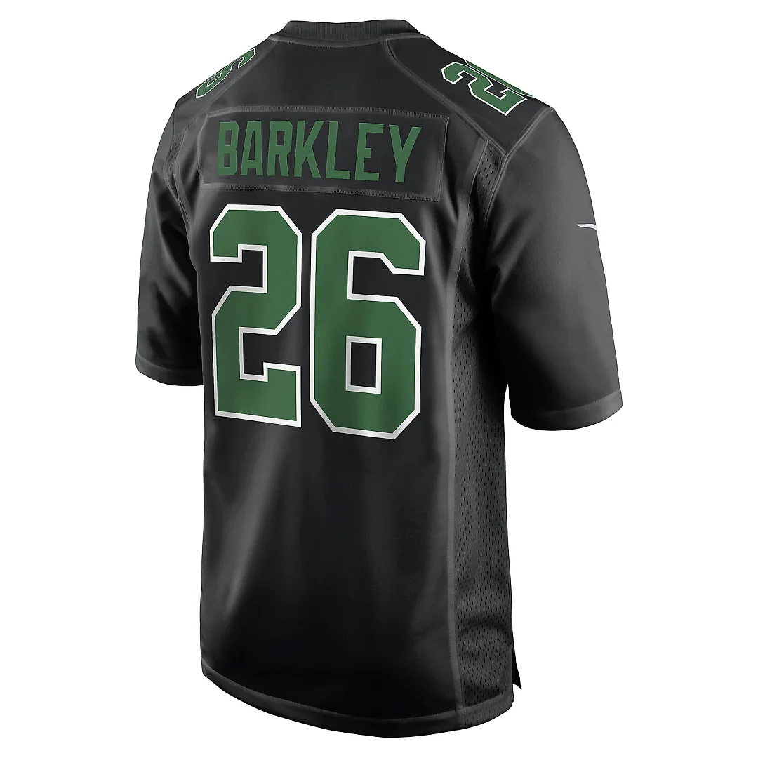 Zennovawear Men's Philadelphia Eagles Saquon Barkley Carbon Black/Kelly Green Fashion Game Jersey