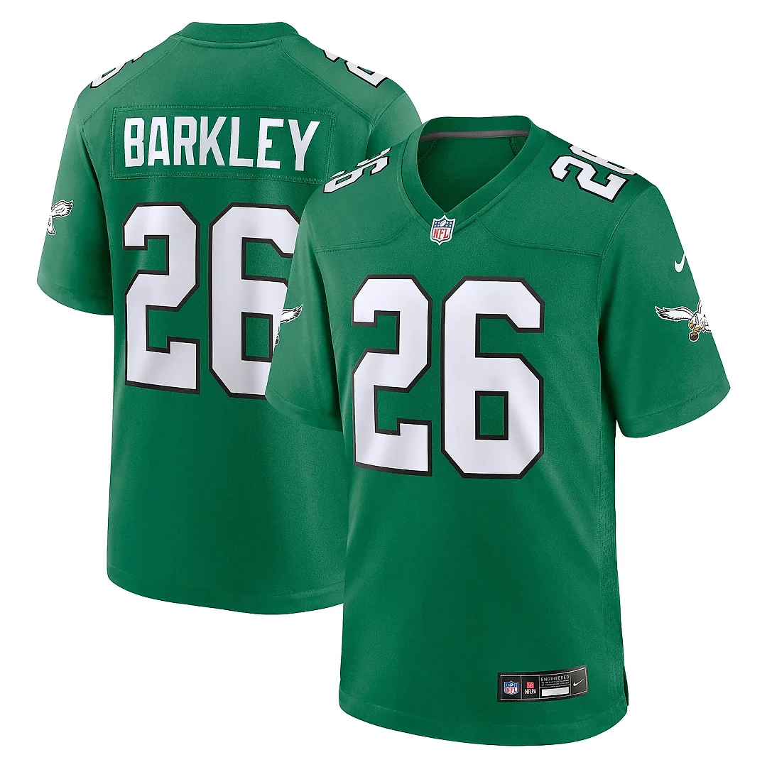 Zennovawear Men's Philadelphia Eagles Saquon Barkley Kelly Green Alternate Game Jersey
