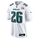 Zennovawear Men's Philadelphia Eagles Saquon Barkley Tundra White Super Bowl LIX Fashion Game Player Jersey