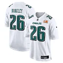 Zennovawear Men's Philadelphia Eagles Saquon Barkley Tundra White Super Bowl LIX Fashion Game Player Jersey
