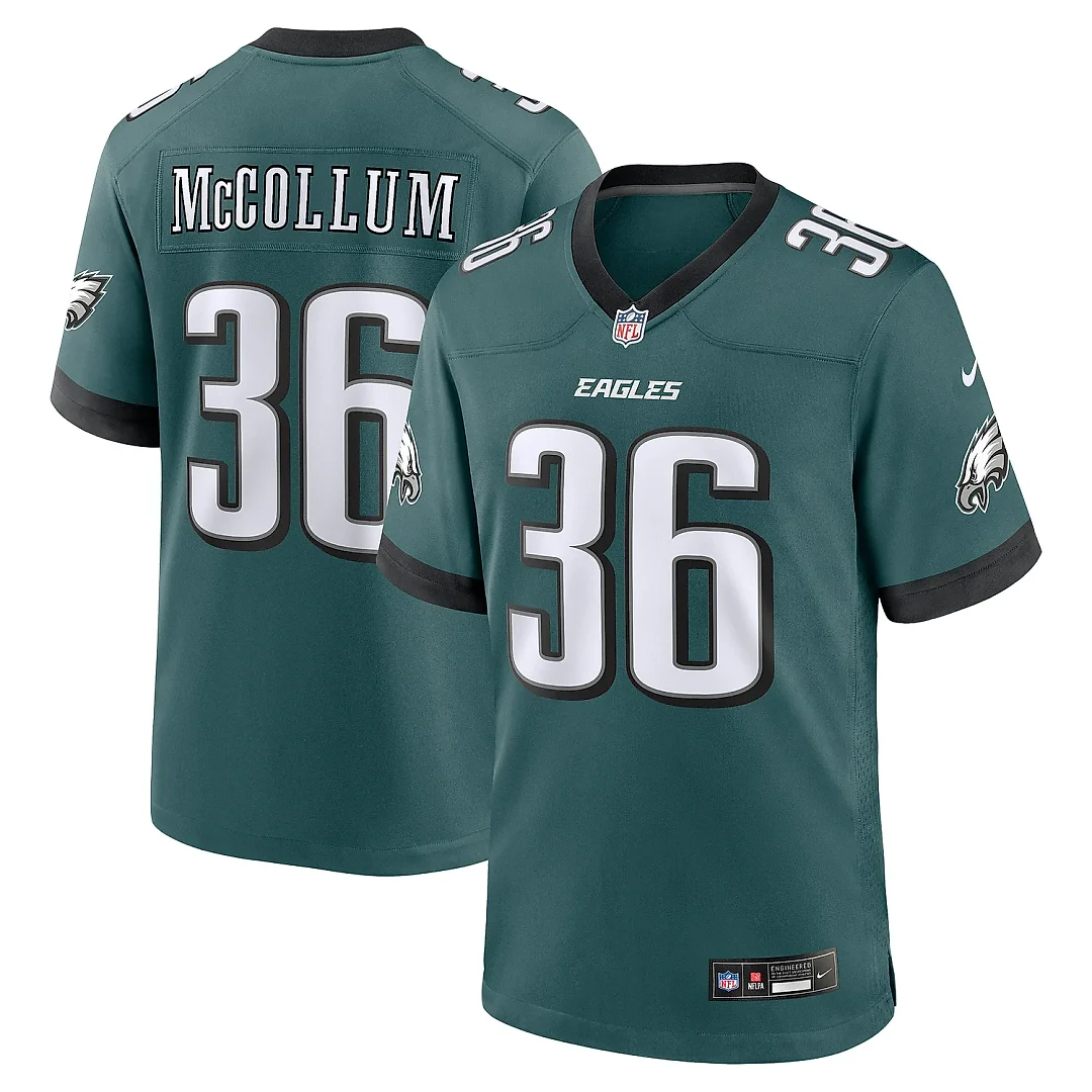 Zennovawear Men's Philadelphia Eagles Tristin McCollum Midnight Green Team Game Jersey
