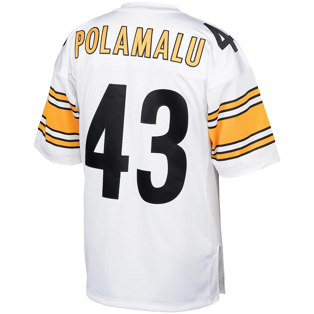Zennovawear Men's Pittsburgh Steelers 2005 Troy Polamalu Mitchell & Ness White Throwback Retired Player Jersey