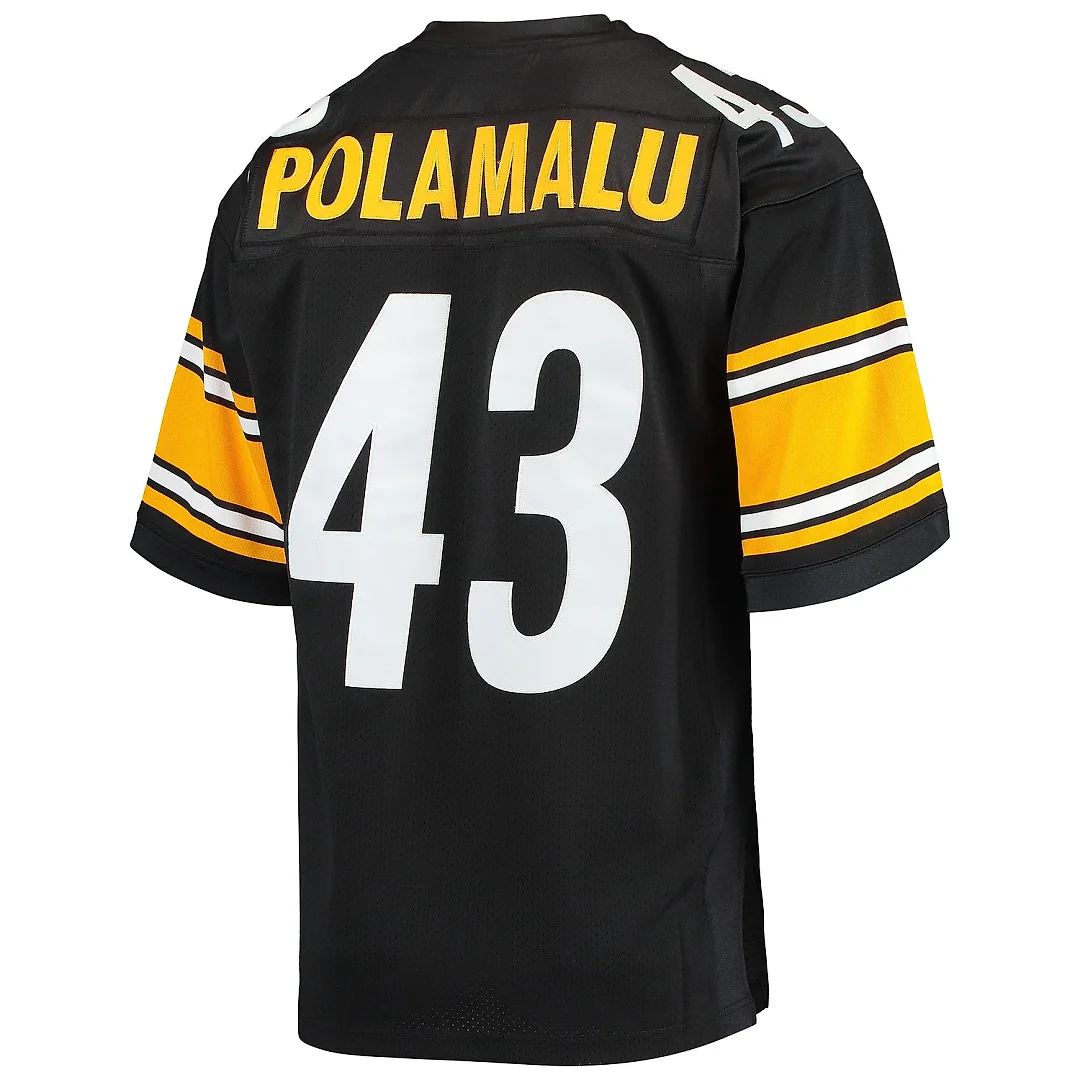 Zennovawear Men's Pittsburgh Steelers 2007 Troy Polamalu Mitchell & Ness Black Throwback Retired Player Jersey